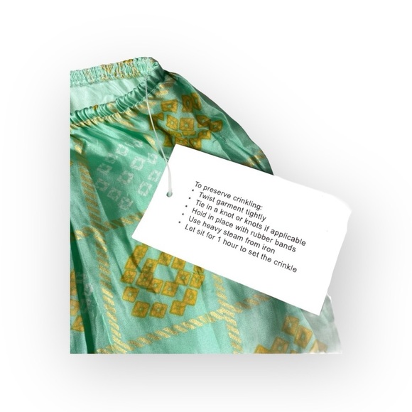 new Hale Bob ♕ Crinkled Silk Print Midi Skirt ♕ Aqua Ombre ♕ Gold Print ♕ Medium - Picture 8 of 16